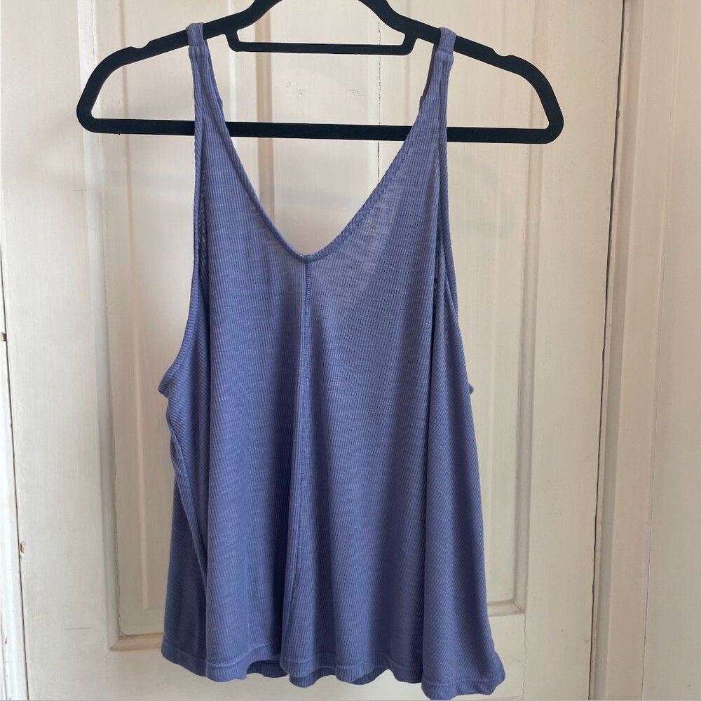 Free People Indie blue Ribbed Swing Tank Top – Size Medium - Picture 3 of 6